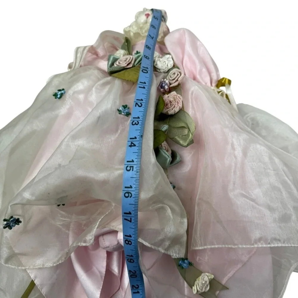 Dept 56 Easter Bunny Rabbit Doll Pink Satin Victorian Dress Floral Lace 18